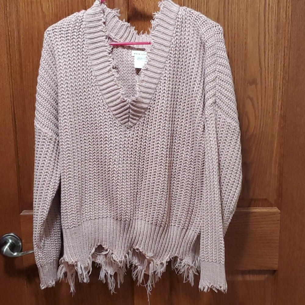 Brand new!! Dark Mauve Distressed sweater